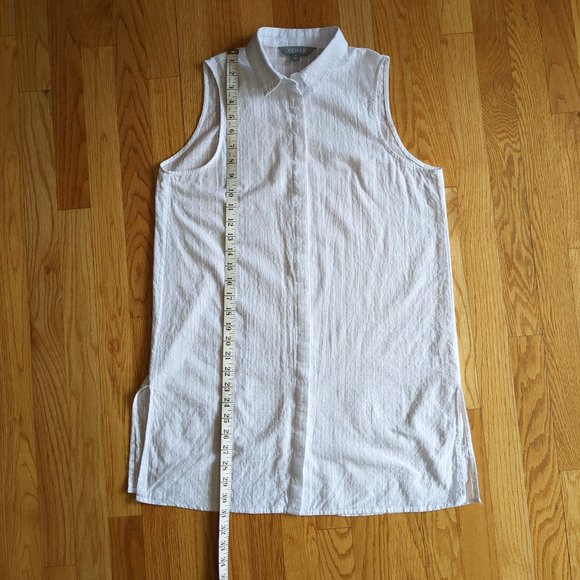 Kenar 100% Windowpane Lightweight Button Down Sleeveless Tank Top Tunic Blouse - Picture 15 of 16